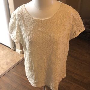 Loft Lace Blouse with Sequins and Lining - Lg